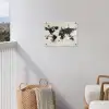 Wereldkaart - Zwart - Inkt tuinposter los doek klein -sfeer8