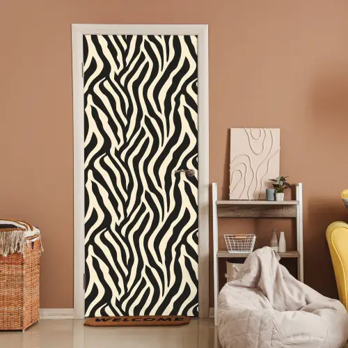 Zebra - Print - Klassiek - Zwart deurposter klein 289 -sfeer1
