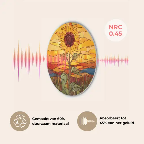 Zonnebloem - Mozaïek - Zonsondergang - Geel Akoestische PET Vilt - Rond klein -USP_NL