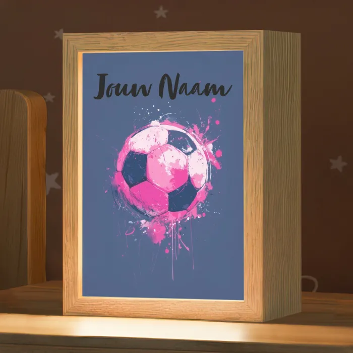 Voetbalvibes -  Verf - Roze - Blauw Light Box met kabel (Kinderlampje) klein -zzz_3d_website