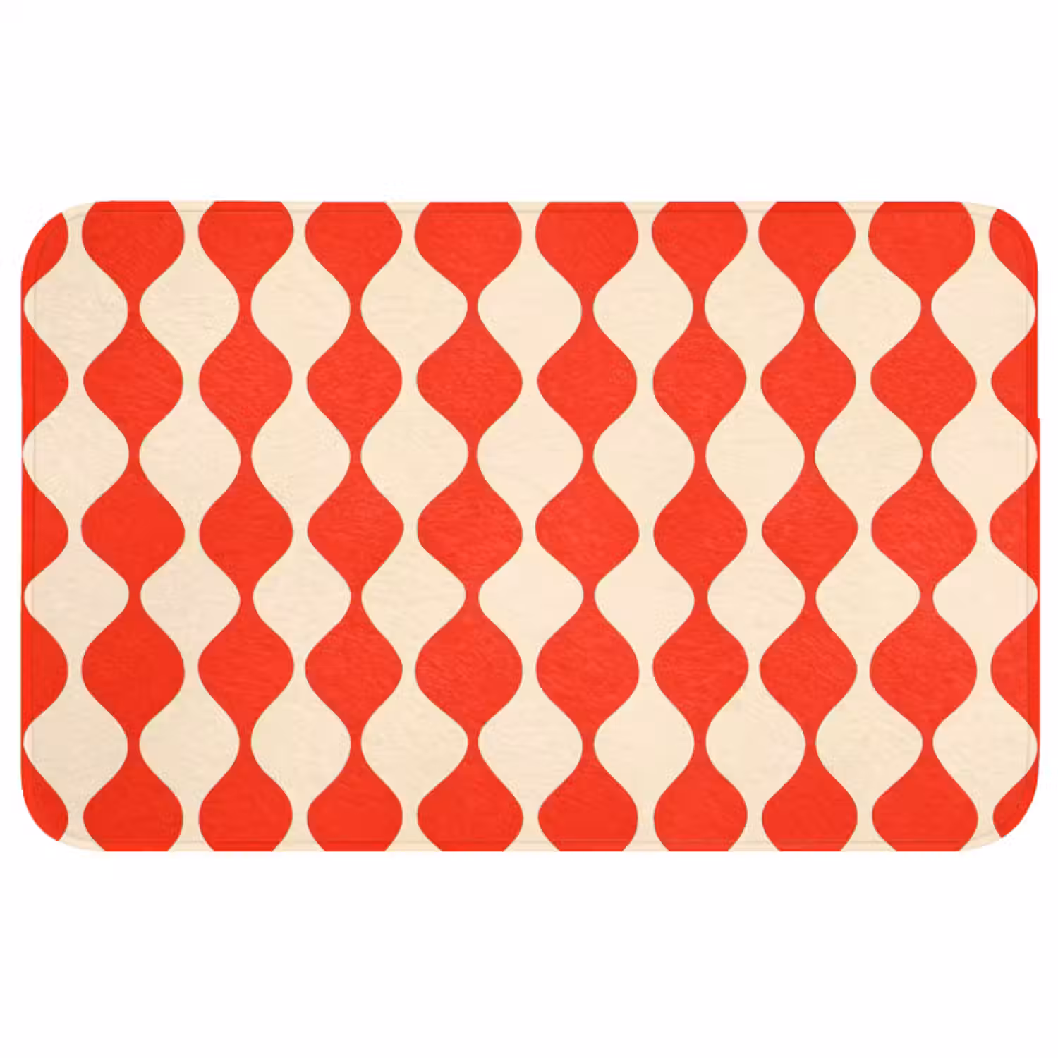 Badmat - Golvend patroon - Retro - Rood - Beige