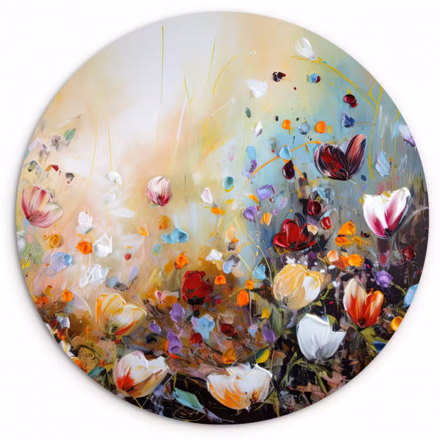 Forexbild Rund - Ölfarben - Blumen - Farbenfroh - Natur