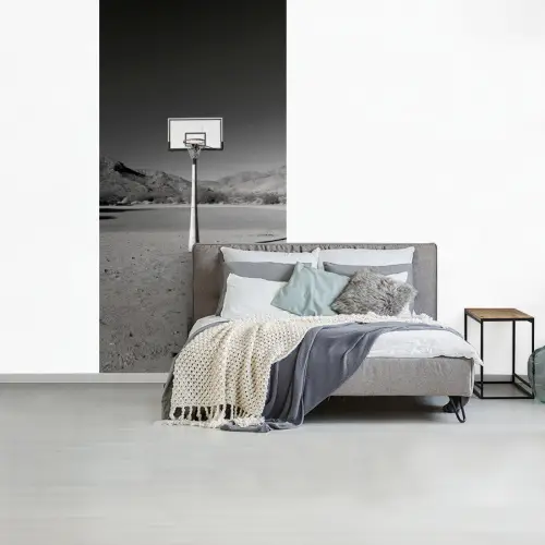 Basketbalpaal - Landschap - Zand - Wit fotobehang vinyl groot -slaapkamer