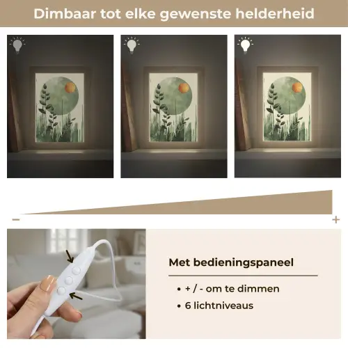 Abstract - Natuur - Kunst - Zon - Modern Light Box met kabel (Tafellamp) klein -USP_dimbaarNL