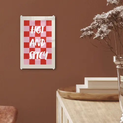 Hot - Spicy - Geruit - Rood plexiglas 5mm klein -sfeer5