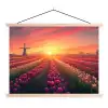 Windmolen - Zonsondergang - Landschap textielposter latten blank klein -3d