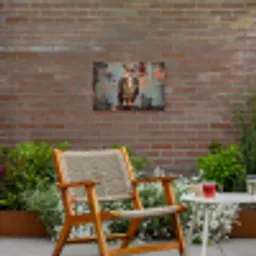 Geschilderd - Abstract - Uil - Bruin Tuinposter op houten frame 2 cm dik klein -sfeer3