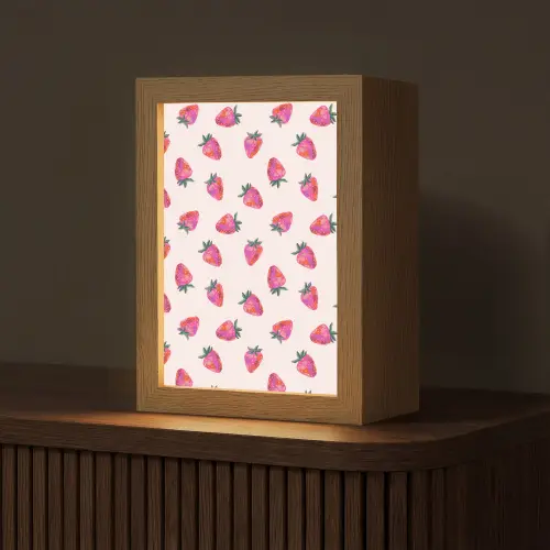Aardbeien - Rood - Roze - Patroon Light Box met kabel (Tafellamp) klein 925 -z3d_website