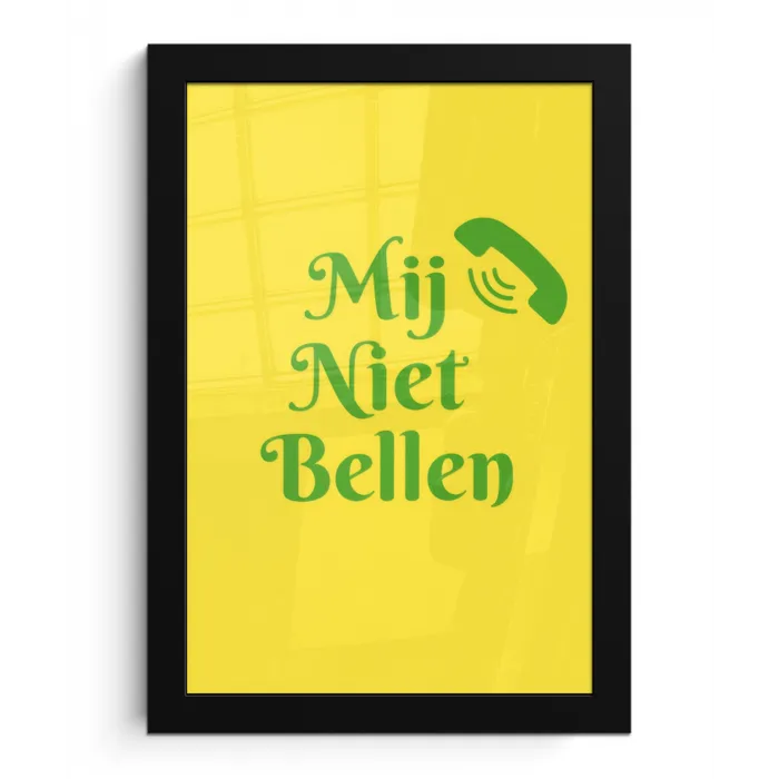 Mij niet bellen - Telefoon - Geel fotolijst zwart zonder passe partout klein -3d
