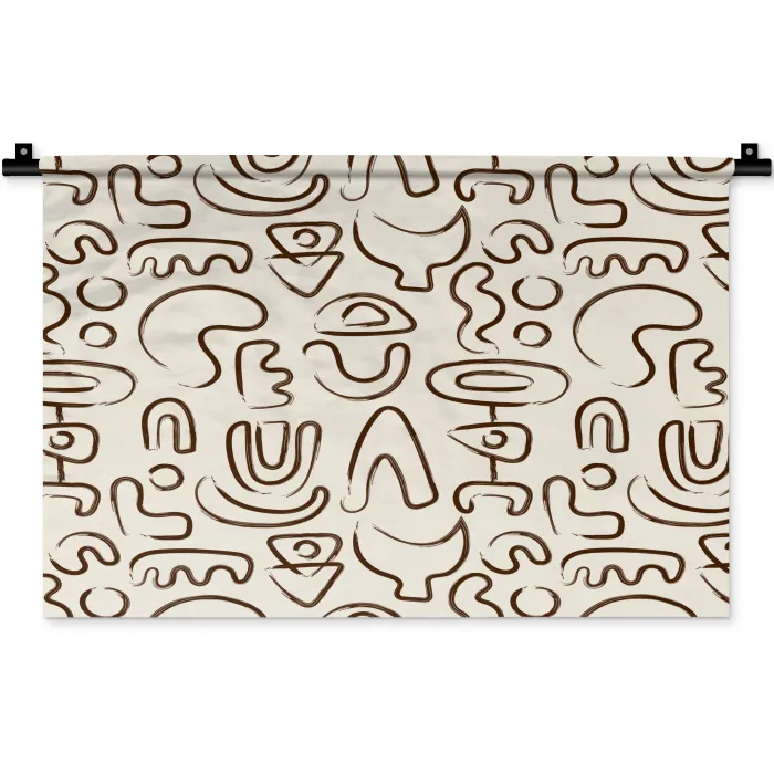 Abstract - Beige - Patroon - Donkerbruin Wandkleed katoen klein 269 -zz3d