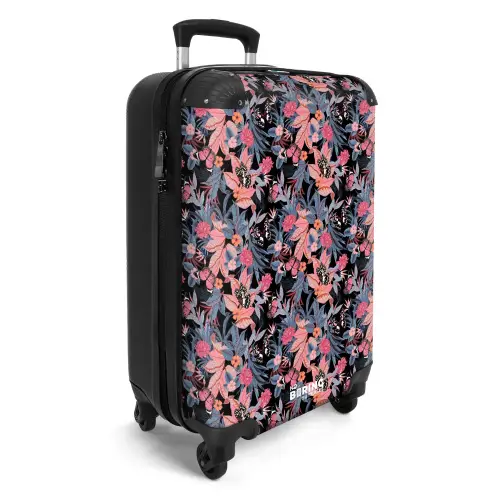 Tropisch vlinder patroon roze blauw NBS - Handbagage koffer - Kinderen Unisex middel -productfoto_3d