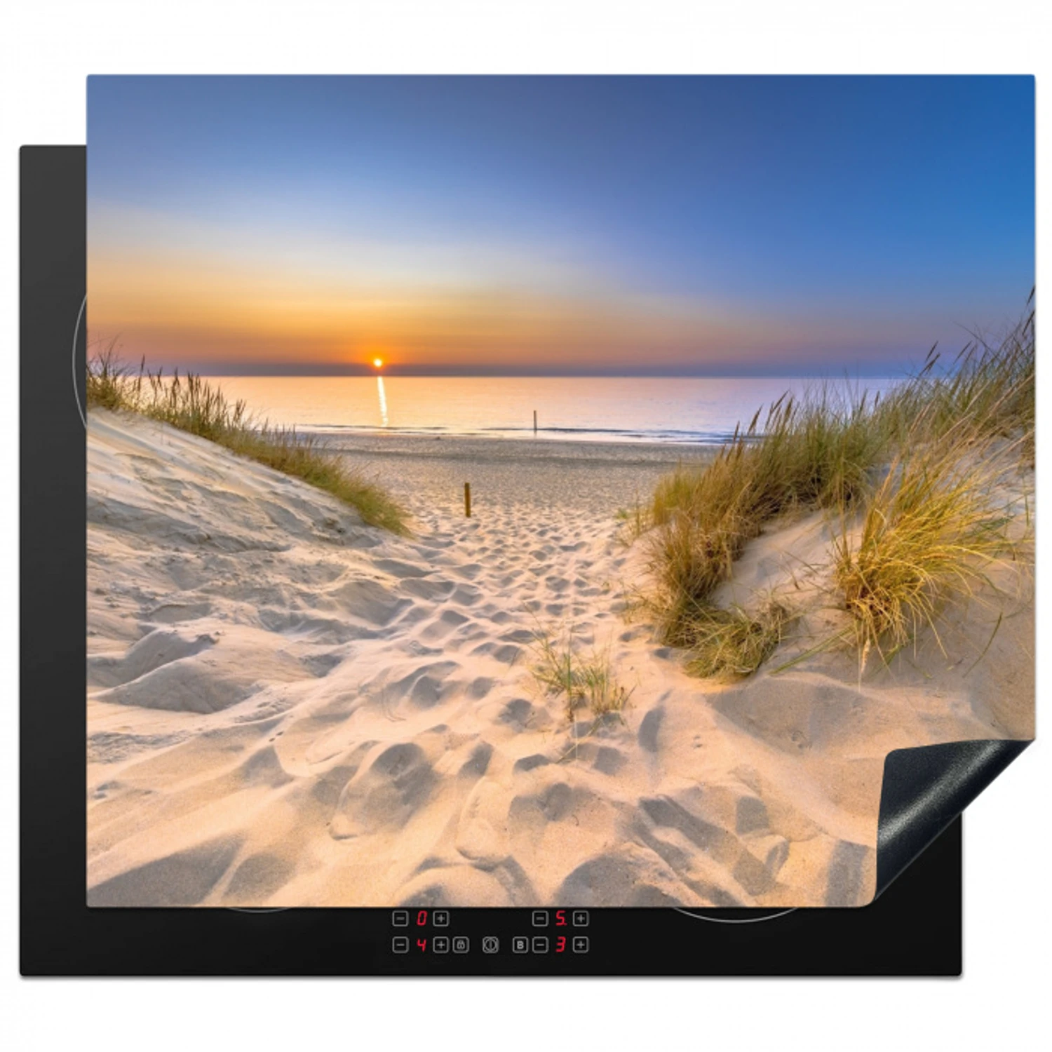 Zachte Zonsopkomst over Duinlandschap Inductie beschermer vinyl 3mm middel -3d