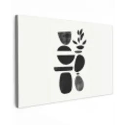 Japandi - Zwart - Abstract canvas 2cm klein -z3d
