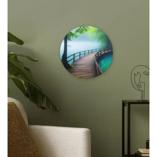 Brug - Water - Rivier - Bos Wandcirkel plexiglas klein -sfeer3