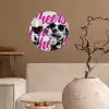 Cheers - Hond - Roze - Wijn Wandcirkel behangsticker klein -sfeer1