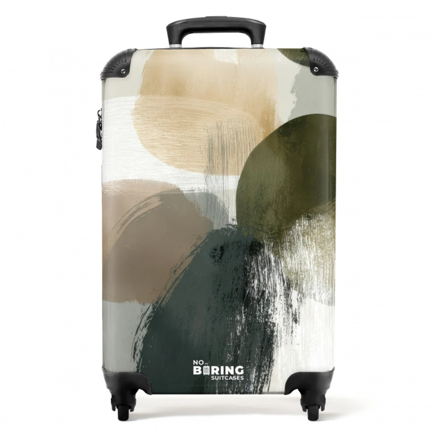 Minimalistisch - Cirkels - Penseelstreken - Beige NBS - Handbagage koffer - Volwassenen Unisex middel -productfoto_recht