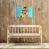 Bloemen - Vrouw - Zonnebril - Blauw Tuinposter op houten frame 2 cm dik klein -sfeer4