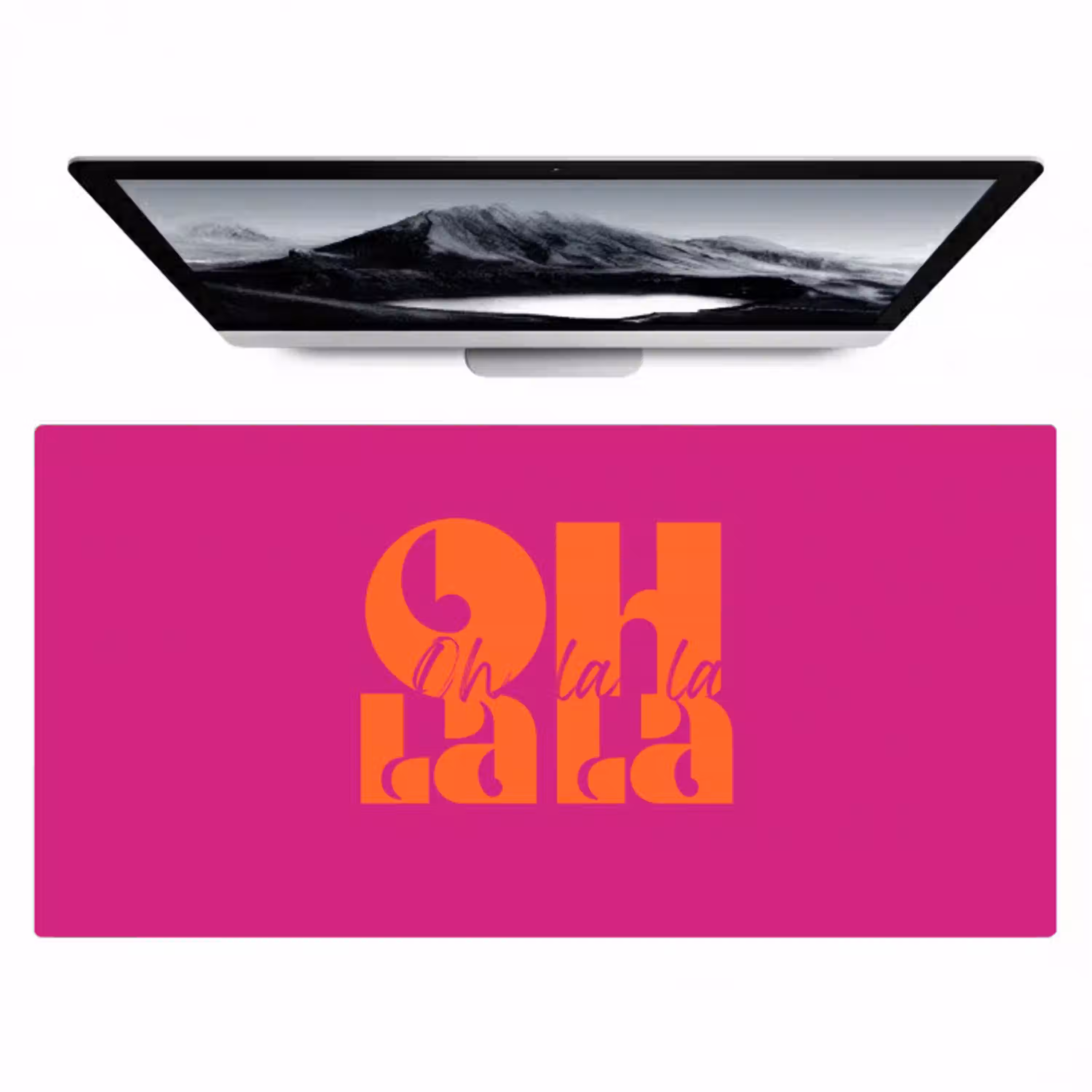 Oh la la - Roze - Oranje - Gestapelde letters Muismat XXL klein -zzz3d