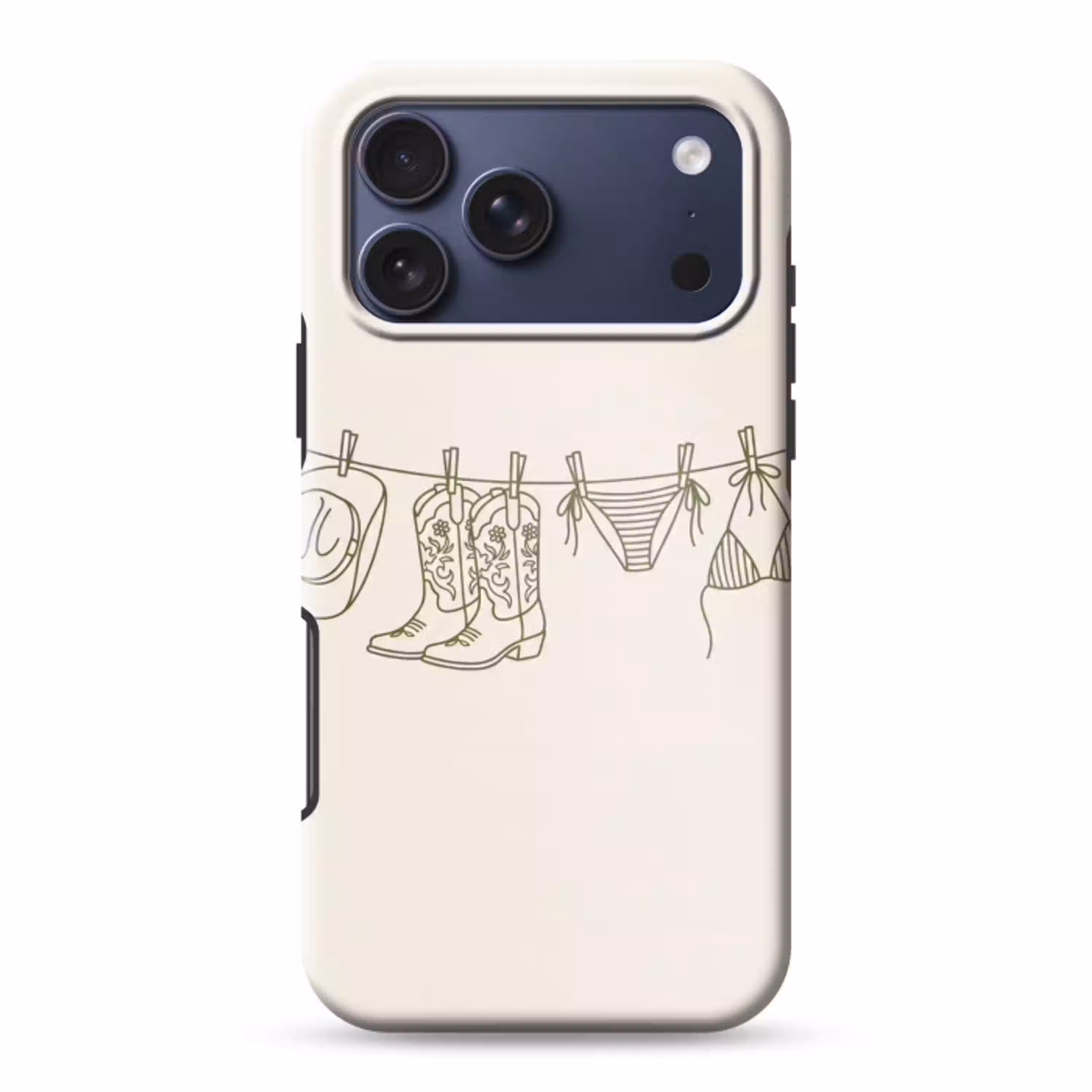 Kleding - Waslijn - Zomer - Lijntekening - Groen Toughcase MagSafe Apple iPhone 17 Pro Max klein -3d