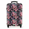 Tropisch vlinder patroon roze blauw NBS - Handbagage koffer - Kinderen Unisex middel -productfoto_recht