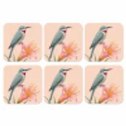 Vogel - Bloem - Natuur - Roze onderzetter kurk middel -3d