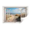 Raam - Zee - Kust - Natuur - Doorkijk - Strand - Waddenzee Muursticker klein -3d