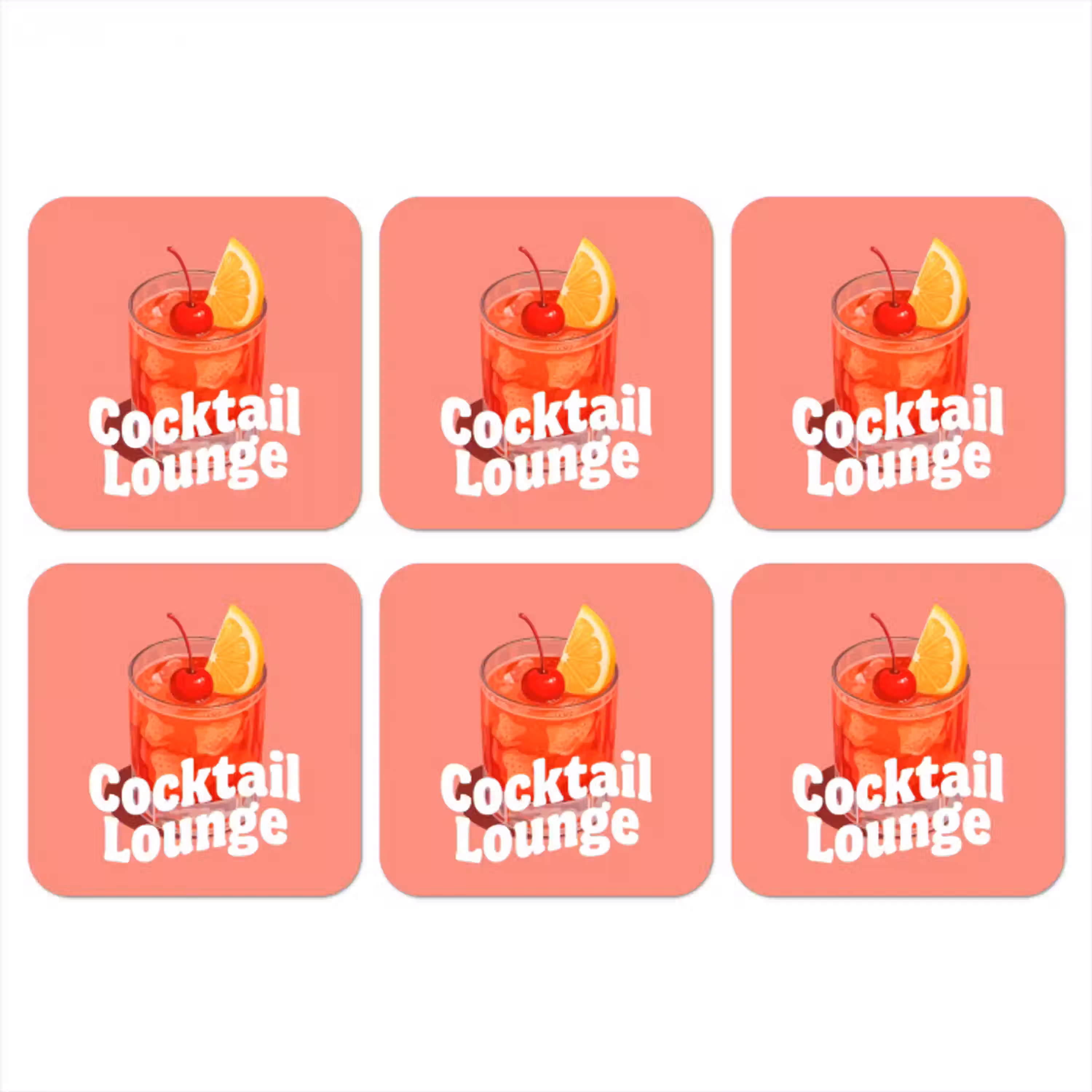 Cocktail Lounge - Glas - Koraal onderzetter kurk middel -3d