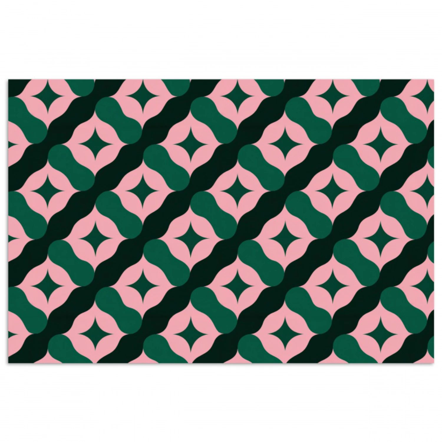 Groen - Roze - Retro - Sterren poster papier klein 62 -3d