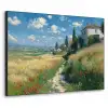 Zandpad - Huis - Bomen - Grasveld Textielframe zwart klein -3d