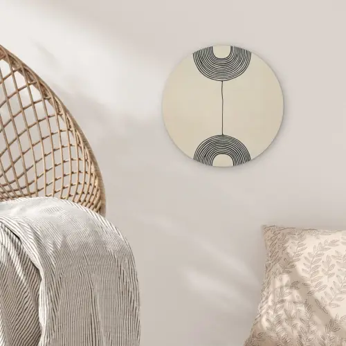 Geometrische bogen - Minimalistisch - Symmetrisch Akoestische PET Vilt - Rond klein -sfeer4