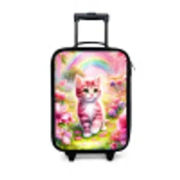Kitten met regenboog en bloemen Kinderkoffer - Zwart klein -3d