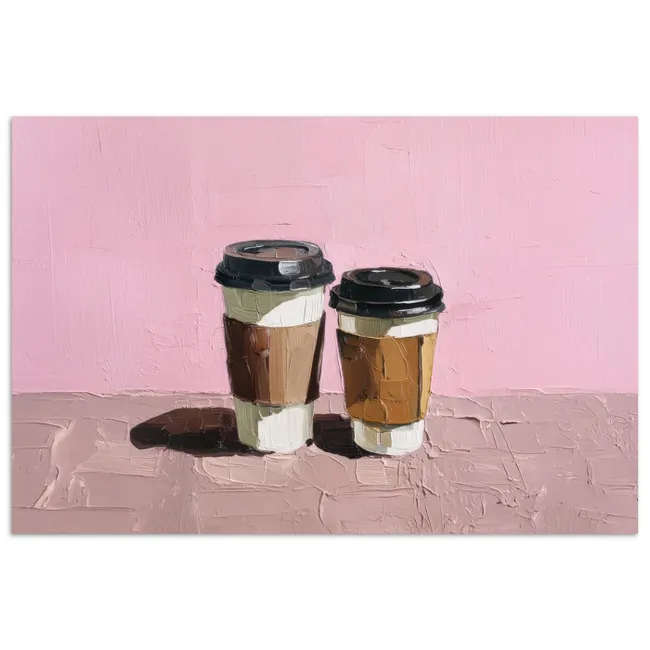 Koffiebekers - Deksel - Verf - Textuur poster papier klein -3d