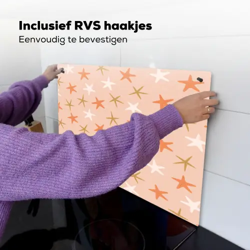 Zee - Dieren - Roze - Zeesterren Inductie beschemer met haakjes klein 777 -ky-ophangen-nl