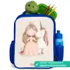Prinses en een eenhoorn in pastel kleuren Kinderrugzak - Blauw middel -inhoud_NL