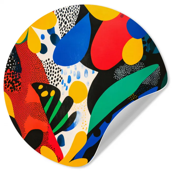 Abstract - Planten - Vormen - Kleurrijk Wandcirkel behangsticker klein -3d