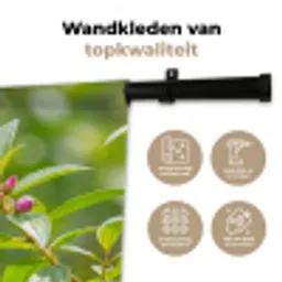 Kolibrie - Bloem - Natuur - Groen Wandkleed katoen middel -sfeer2