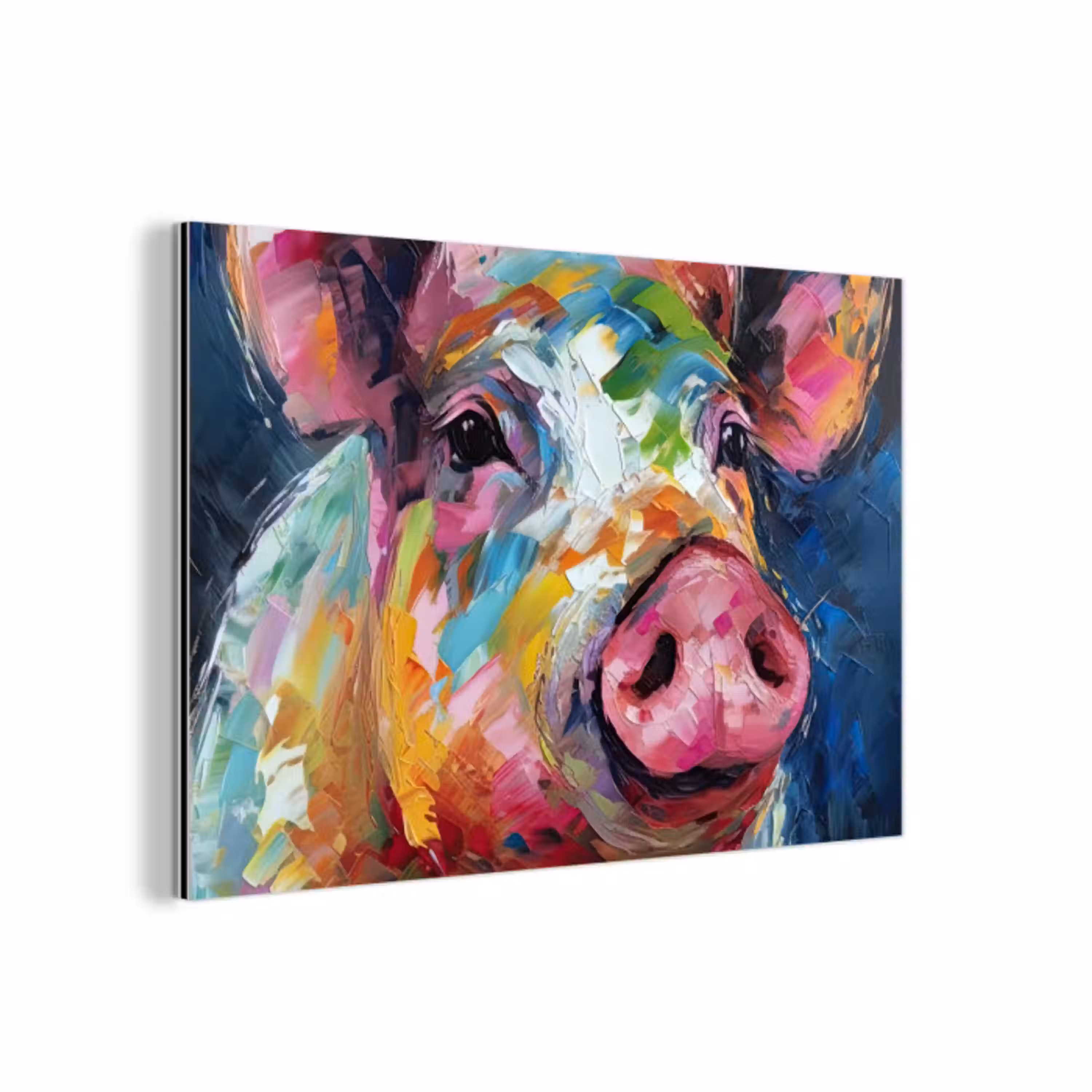 Varken - Olieverf - Dieren - Kunst aluminium wit klein -3d