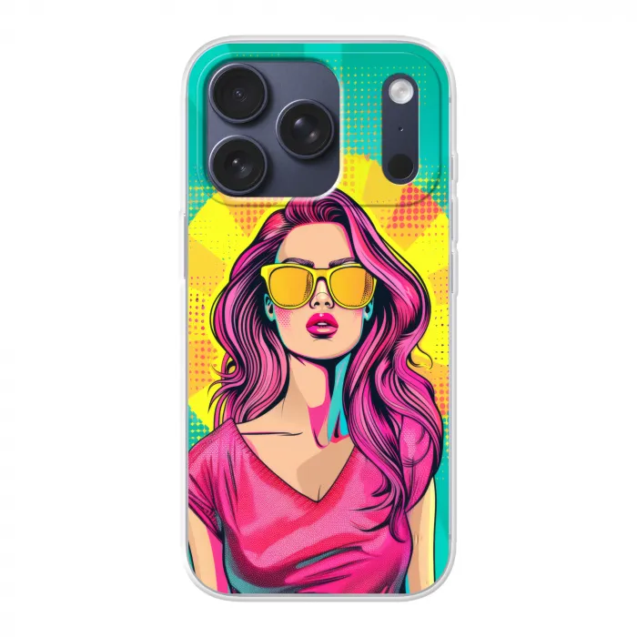 Zonnebril - Vrouw - Zonnig - Geel Telefoonhoesje iPhone 17 Pro klein -3d