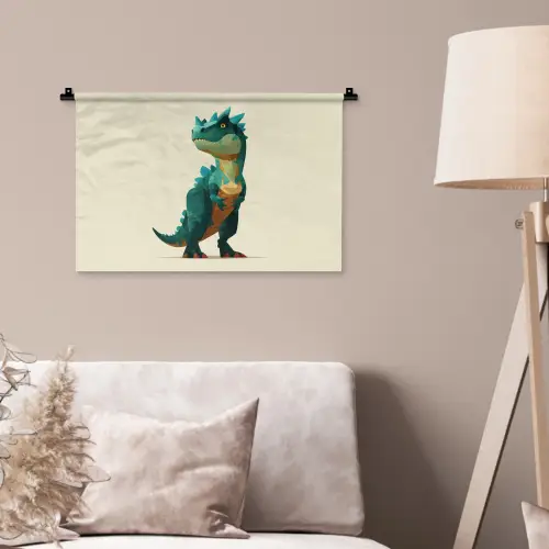 Stekels - Dino - Blauw - Gespierd Wandkleed katoen klein -sfeer4