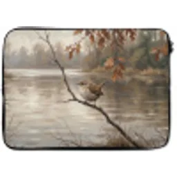 Winterkoninkje - Tak - Rivier - Natuur - Sfeervol laptophoes neopreen klein -zkaufland3dotto