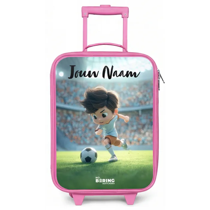 Jongen - Stadion - Voetbal - Zonlicht Kinderkoffer - Roze klein -zz3dotto