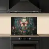 Vlinder - Roze - Bloemen - Bladeren keuken achterwand spatscherm klein -sfeer1