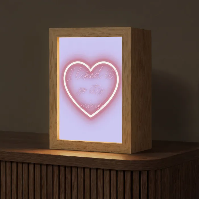 I liked it so it's mine - Neon hart - Paars Light Box met kabel (Tafellamp) klein -z3d_website