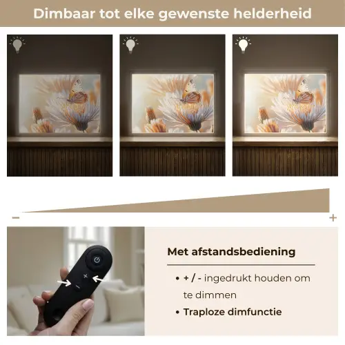 Vlinder - Bloem - Oranje Light Box met batterij (Wandlamp) middel -USP_dimbaarNL