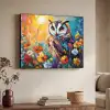 Uil - Bloemen - Kunst - Zonsondergang Textielframe zwart klein -sfeer3