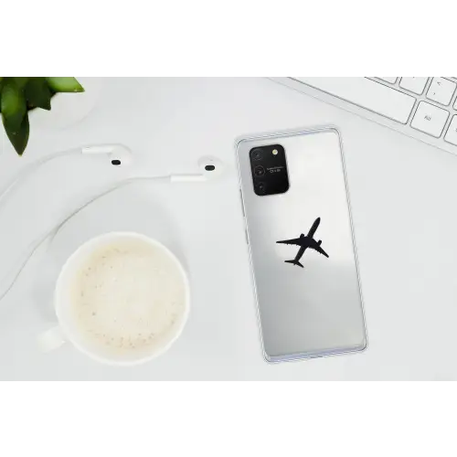 Minimalistisch - Silhouet - Zwart - Vliegtuig Telefoonhoesje Samsung Galaxy S10 Lite klein -oordopS10Lite