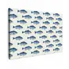 Vis - Patroon - Blauw Tuinposter op houten frame 2 cm dik klein 845 -3d