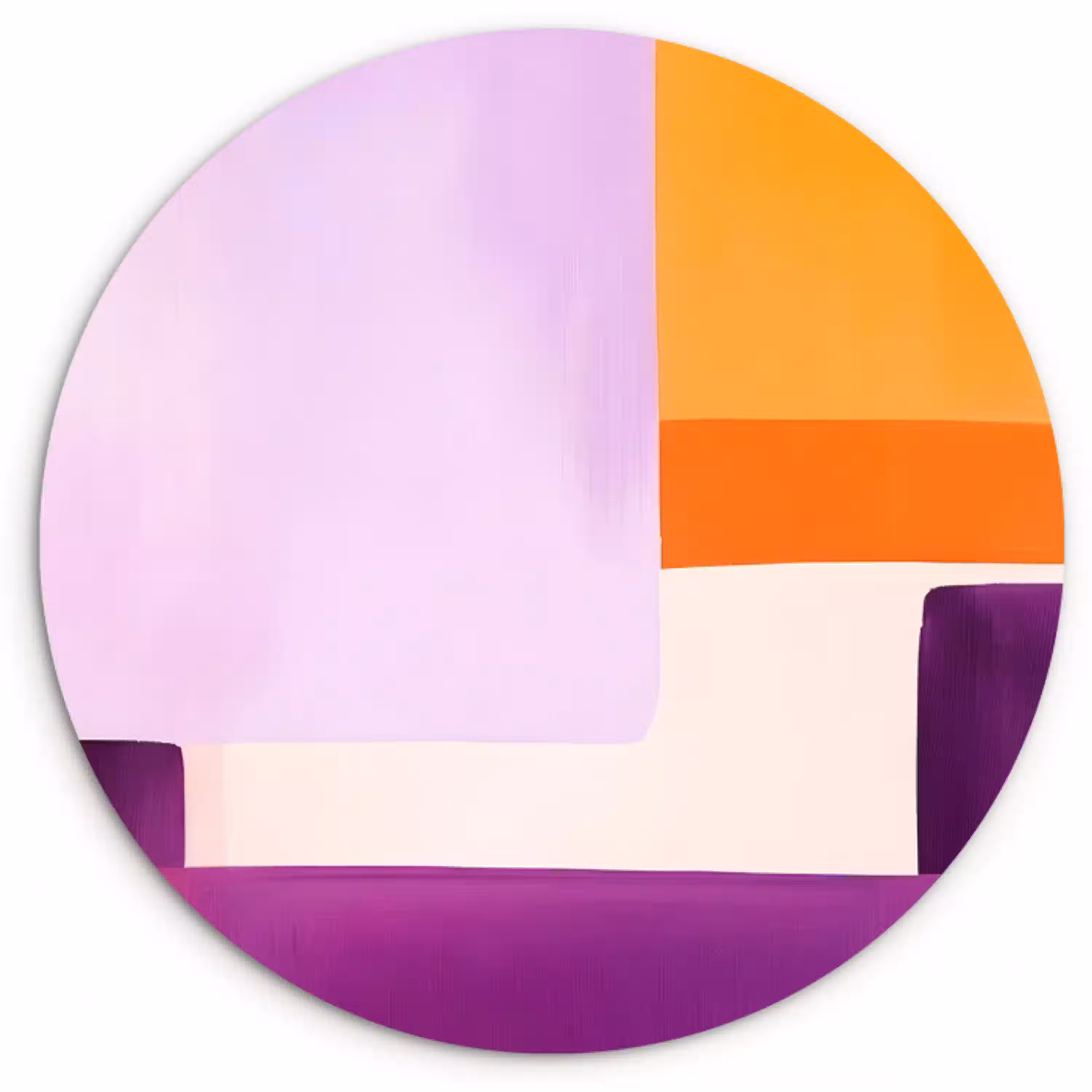 Vlakken - Abstract - Rechthoekig - Oranje Wandcirkel kunststof plaat 5mm dik klein -3d