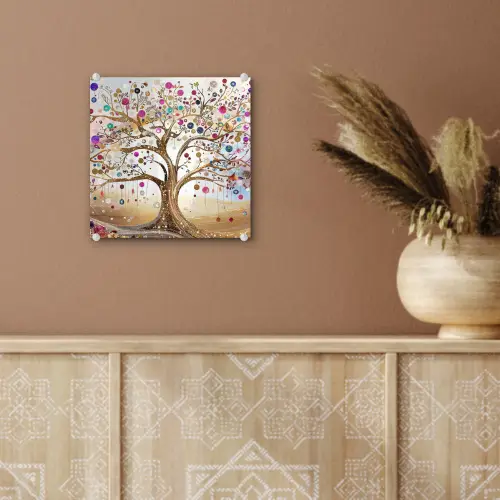Levensboom - Goud - Kleurrijk - Abstract - Aesthetic plexiglas 5mm klein -sfeer5