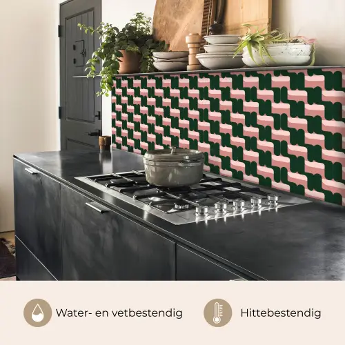 Vlechtpatroon - Groen - Roze - Geometrisch keuken achterwand 2 middel 871 -usp_NL